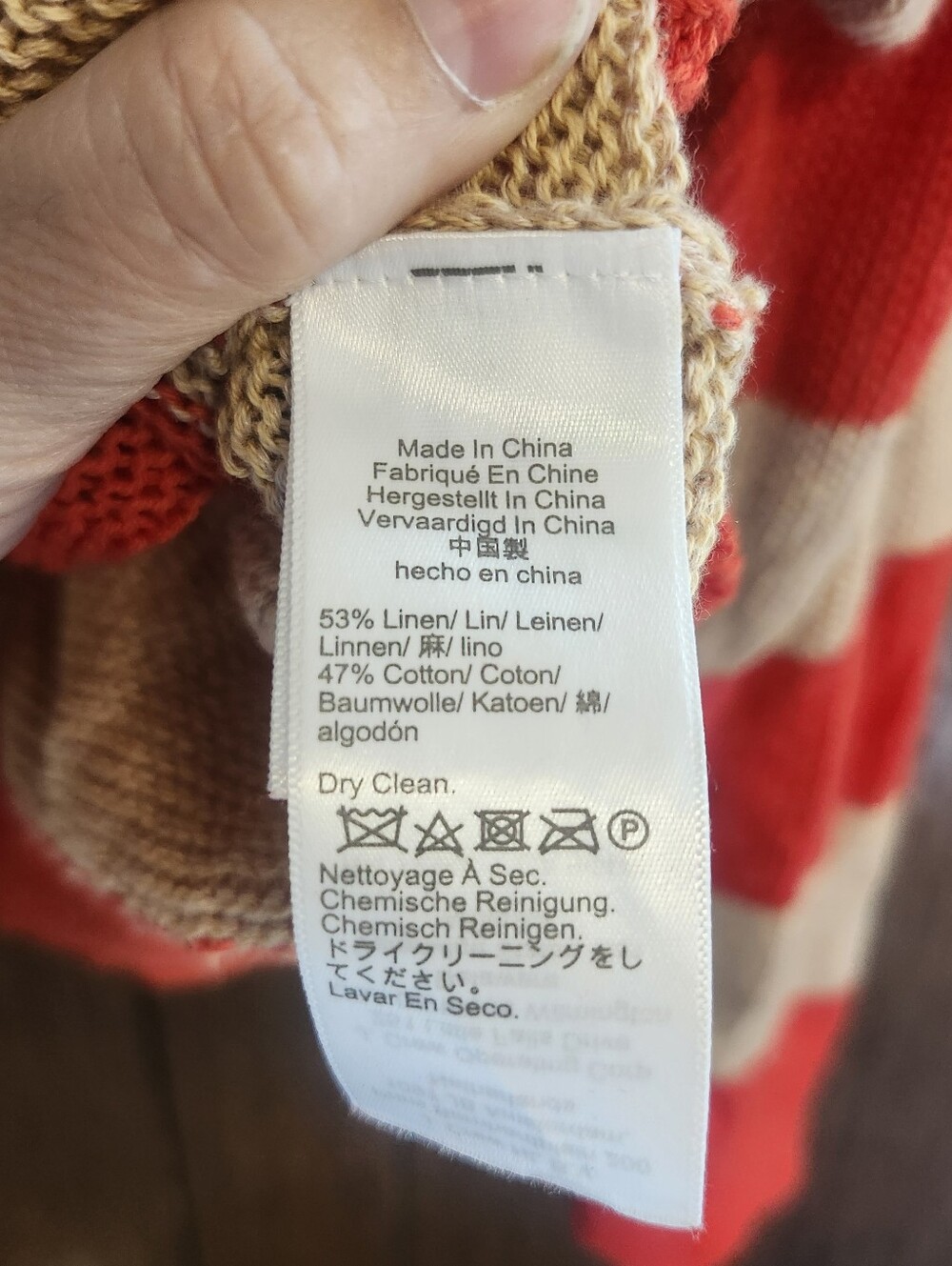 J.Crew Coral & Beige Striped Linen Cotton Hooded Sweater Size S Coastal Preppy • - Picture 4 of 5